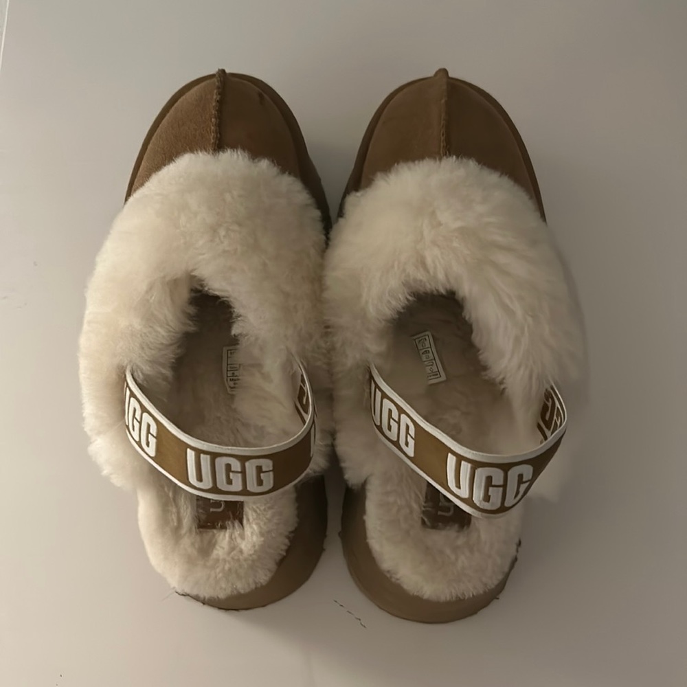 Brown ugh platform slippers